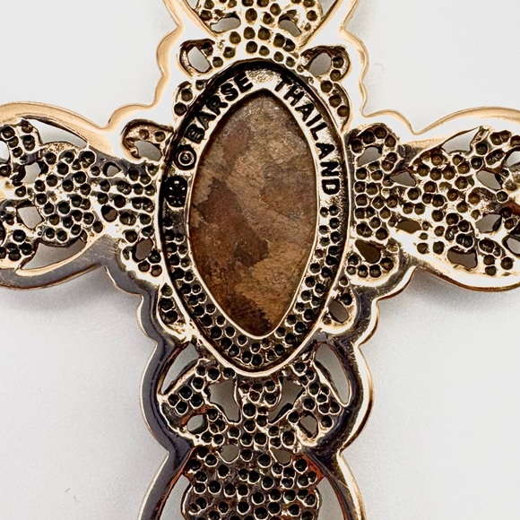 Studio Barse Natural Bronzite Golden Bronze Cross Pendant - Picture 4 of 4